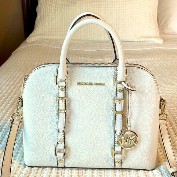 Michael Kors - Bedford Legacy Medium Pebbled Leather Dome Satchel Handbag - Picture 2 of 9